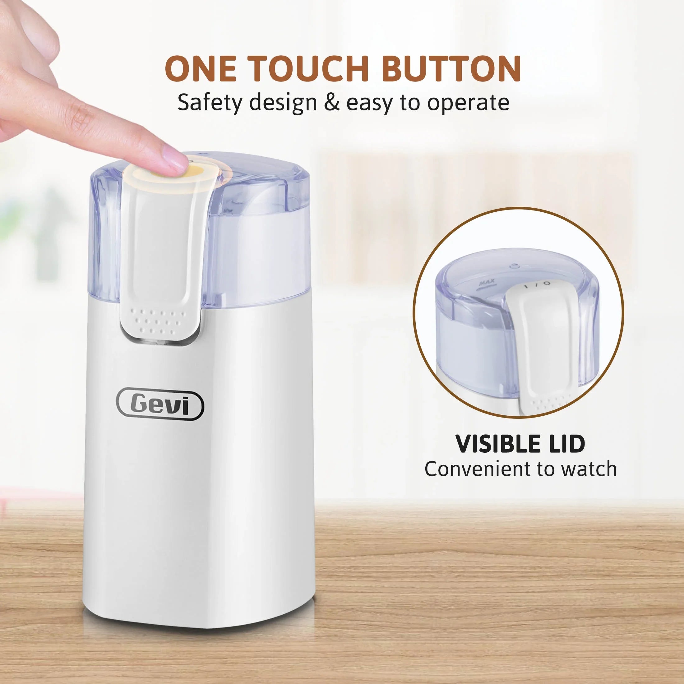 Gevi 12-Cup Electric Coffee Grinder with Stainless Steel Blades