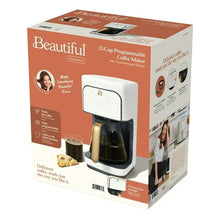 Coffee maker retail box for a 12-cup programmable machine in white and gold