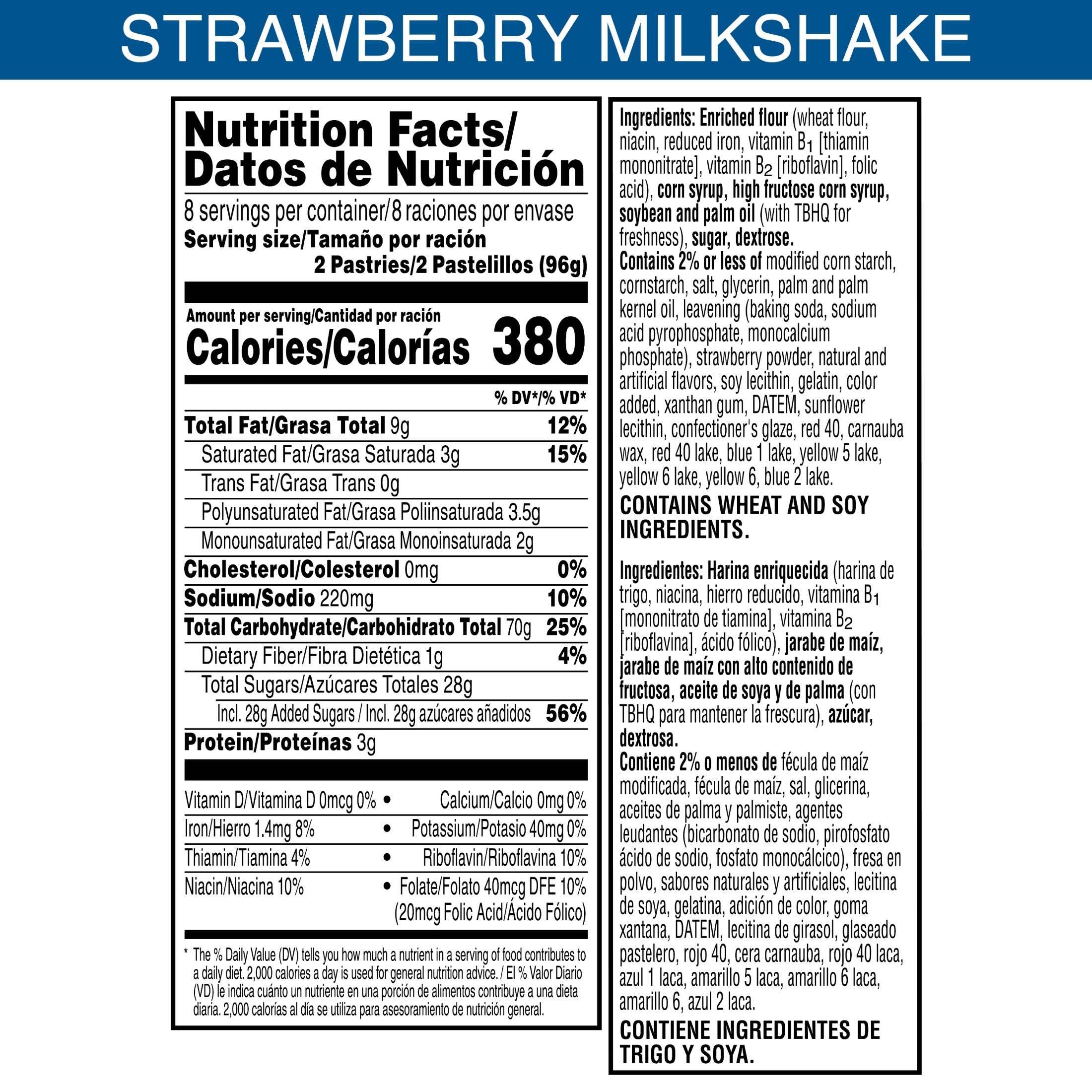 Pop-Tarts Frosted Strawberry Milkshake Toaster Pastries, Breakfast Foods, Shelf-Stable, 27 oz (16 Count)