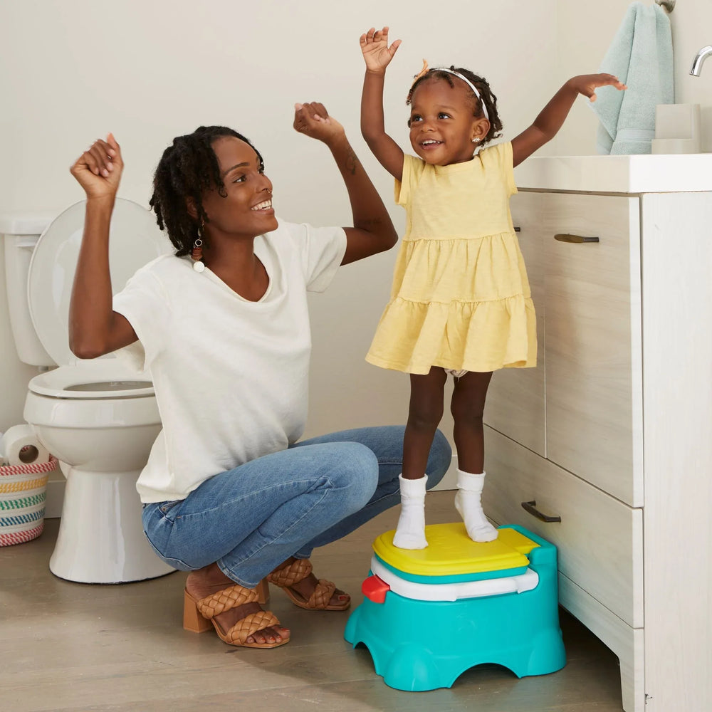 Sesame Street Elmo Hooray 3-in-1 Potty Chair, Toilet Trainer, Step Stool, Flush Handle, Unisex - USA MEGA SHOP
