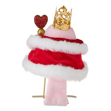 Fabric bird tabletop decoration in white and red plush with gold crown and heart