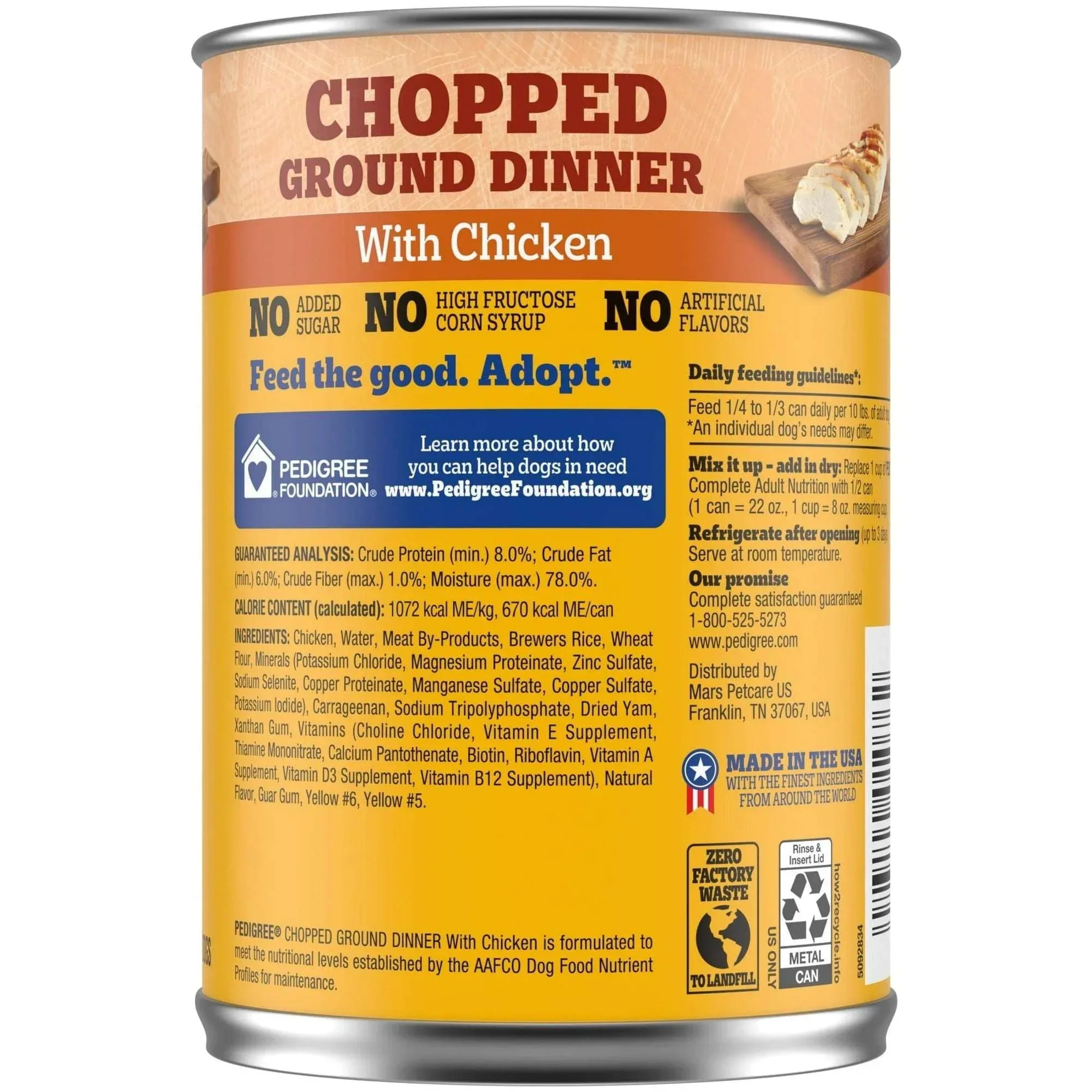 Pedigree Chopped Ground Dinner With Beef Adult Soft Wet Dog Food, (12) 22 oz Cans