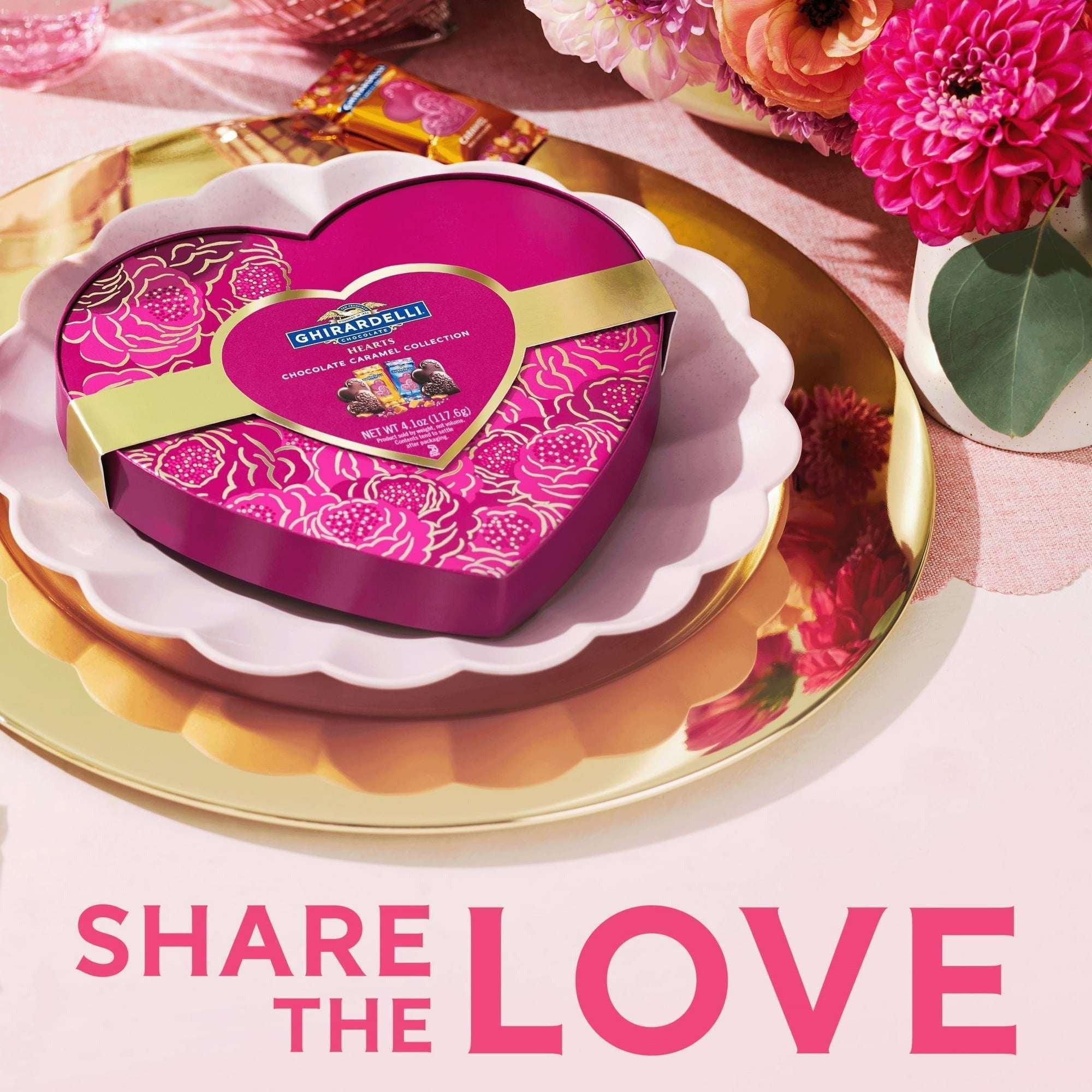 GHIRARDELLI Chocolate Caramel Hearts Collection Heart Shaped Box, 5.5 oz
