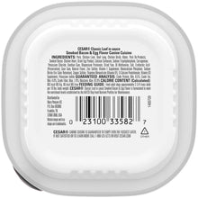 Cesar wet dog food tray back label with feeding guide, ingredients, and analysis