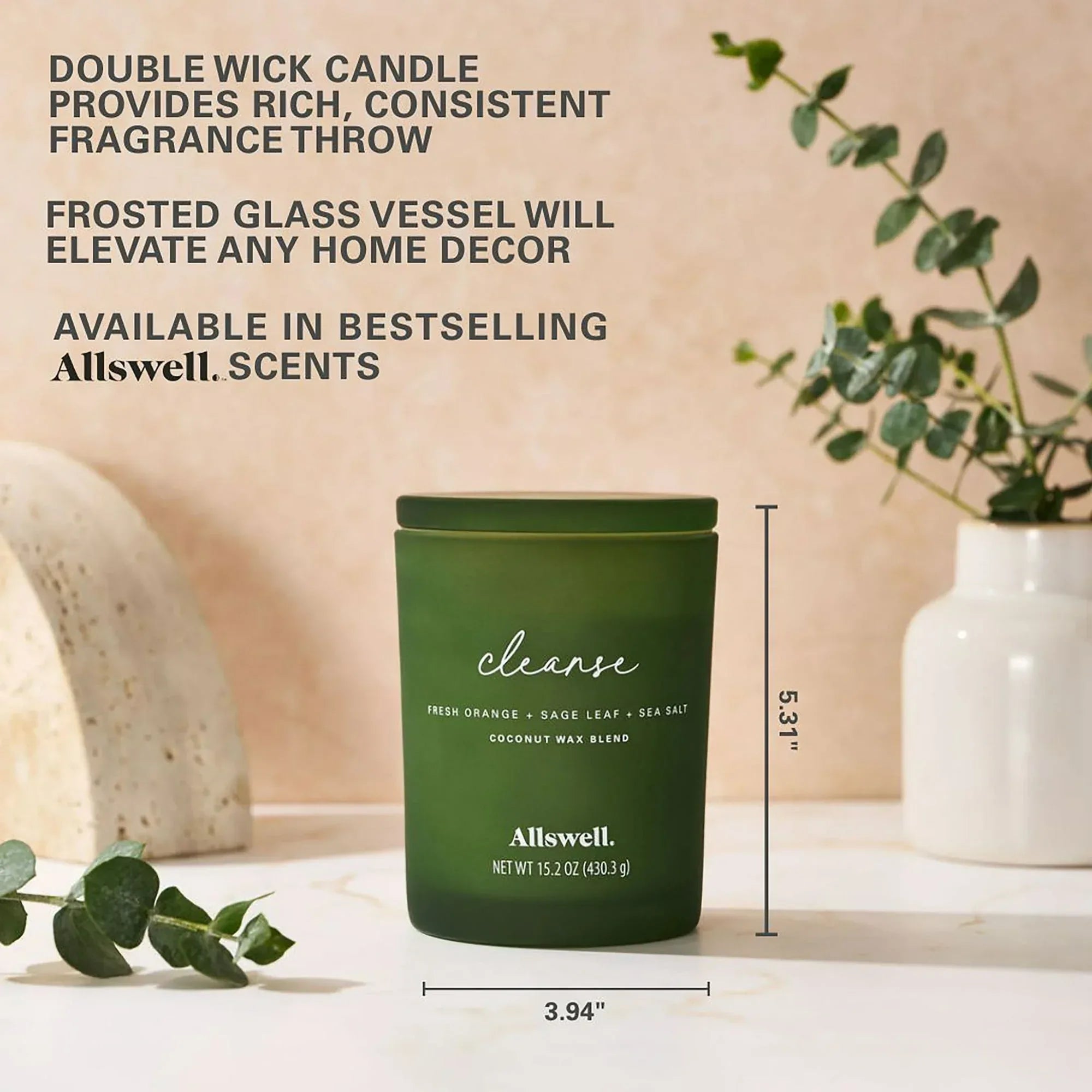 Allswell Scented 2-Wick Spa Jar Candle 15oz.