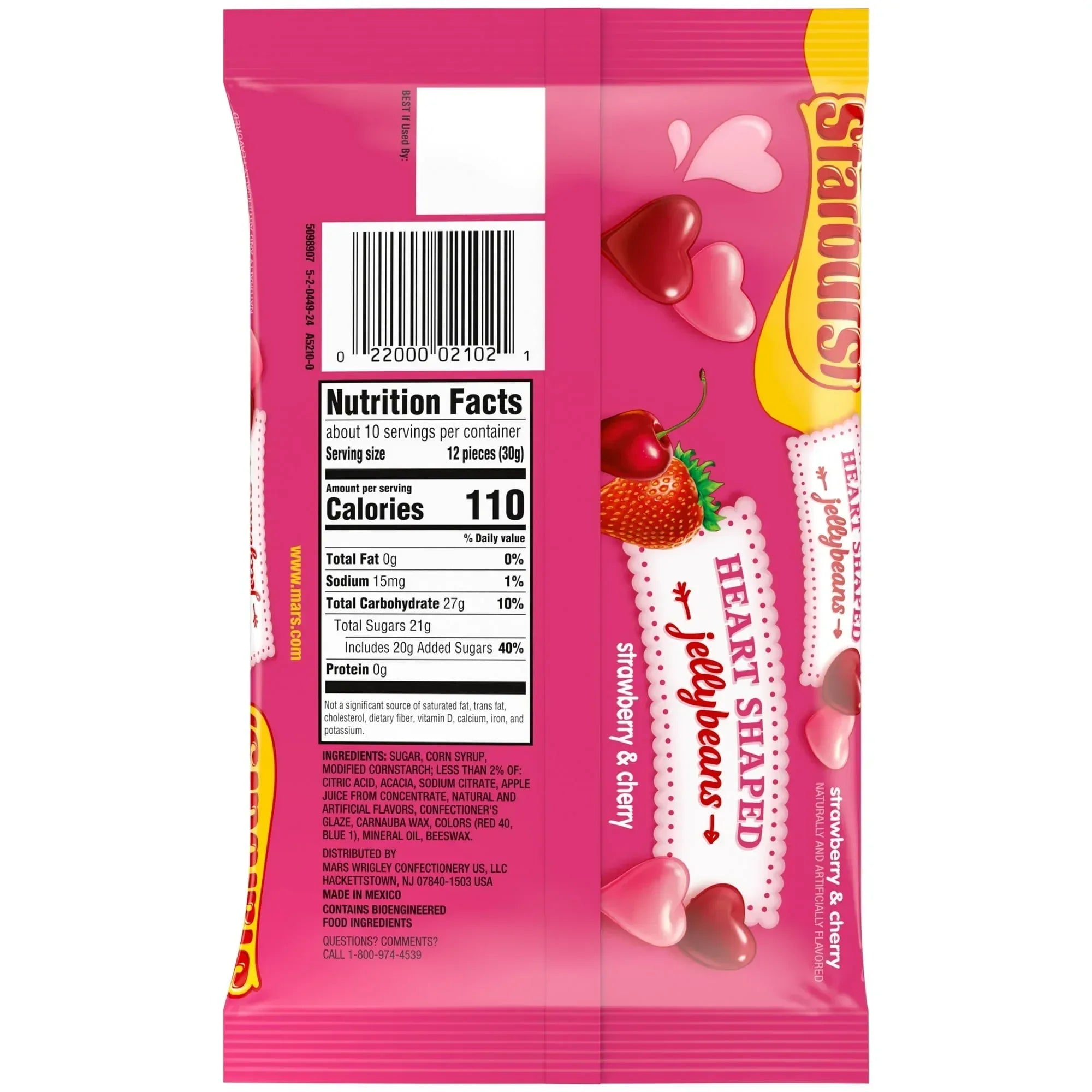 Starburst Heart Shaped Jelly Beans Valentine's Day Chewy Candy - 11 oz (Pack of 2)