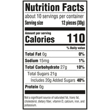 Nutrition Facts close-up with serving size 12 pieces and 110 calories