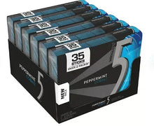 Peppermint cobalt gum multipack box angled view, 35 sticks label