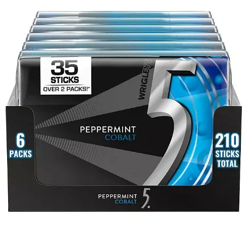 Wrigley's 5 Peppermint Cobalt Gum, 35 pcs., 6 pk. - USA MEGA SHOP