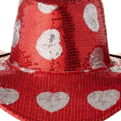 Sequin Hearts Cowboy Hat, Red and Silver, Valentine's Day by Way To Celebrate