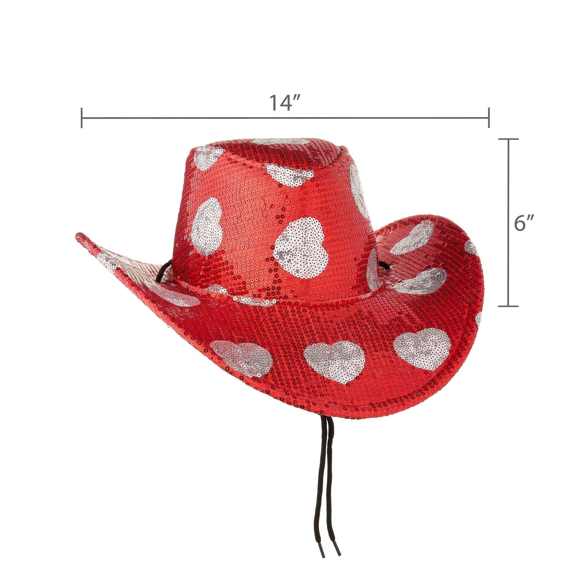 Sequin Hearts Cowboy Hat, Red and Silver, Valentine's Day by Way To Celebrate