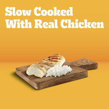 Wet dog food label with slow cooked real chicken and rice