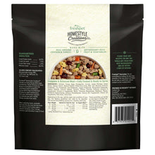 Freshpet Homestyle Creations dog food bag back label with feeding and nutrition info