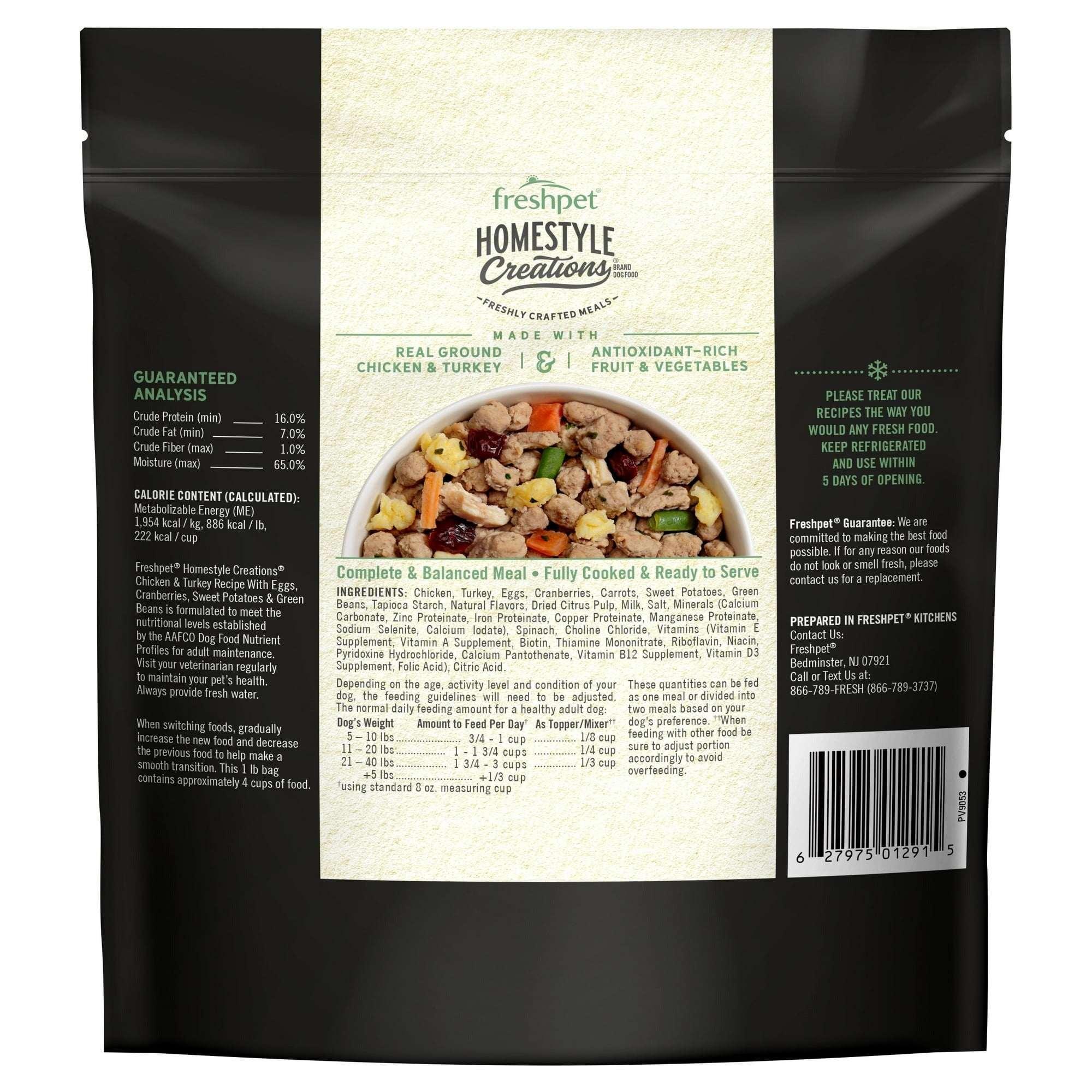 Freshpet Fresh Dog Food, Homestyle Creations, Chicken & Turkey Recipe, 1lb.