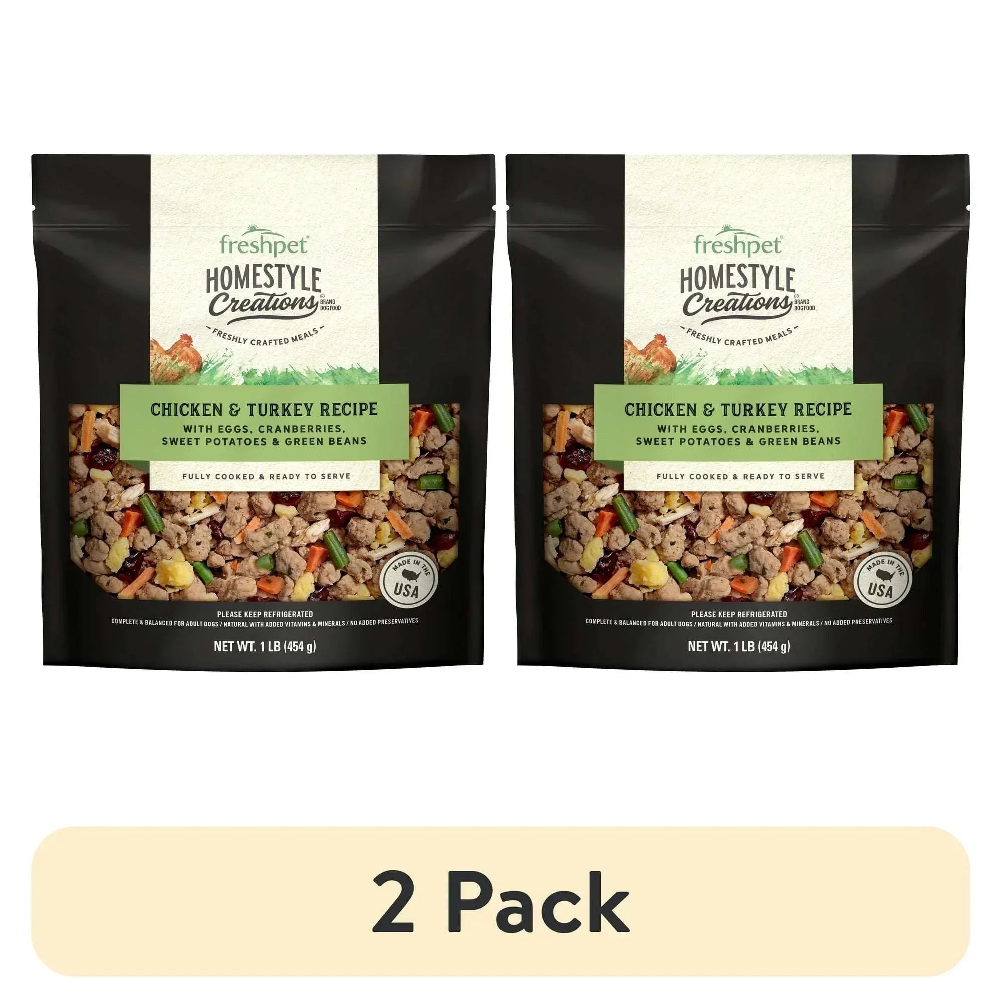 Freshpet Fresh Dog Food, Homestyle Creations, Chicken & Turkey Recipe, 1lb.