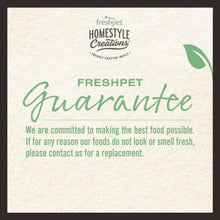 Freshpet Homestyle Creations guarantee card with leaf logo and replacement statement
