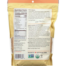Organic farro grain bag back panel with nutrition facts and cooking directions