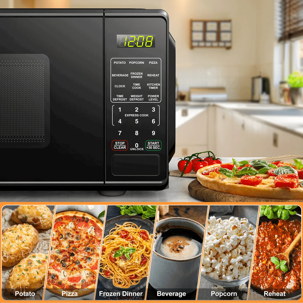 Mainstays 0.7 Cu ft Countertop Microwave Oven, 700 Watts, Black - USA MEGA SHOP