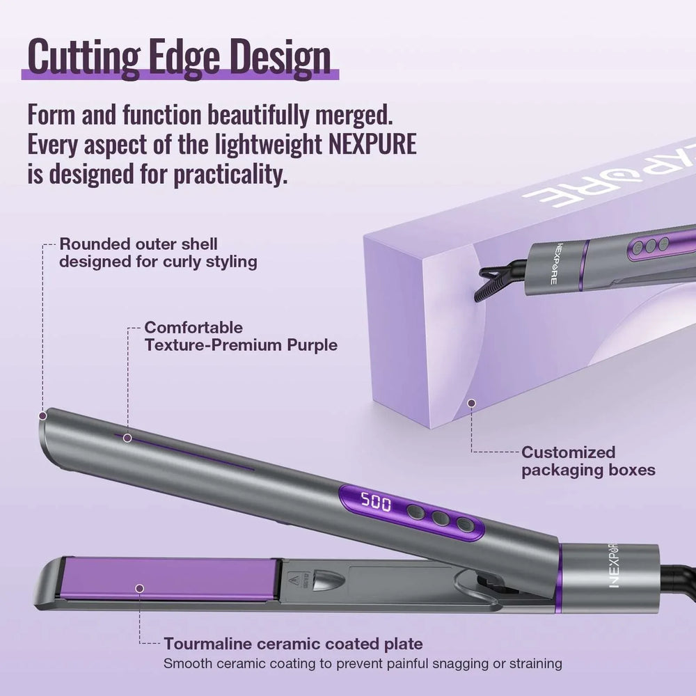 NEXPURE New Upgrade Ionic Flat Iron , Fast Heating Professional Salon 2-in-1 Ceramic Hair Straightener and Curler,Dual Voltage for Travel - USA MEGA SHOP
