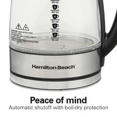 Hamilton Beach Temperature-Control Electric Glass Kettle, Tea & Water Kettle, 1.7L with Auto Shutoff and Ultra-Fast Heating