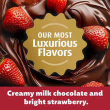 Chocolate and strawberry flavor graphic for Premier Protein Indulgence shakes