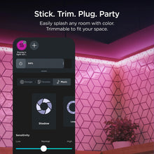 Smart light strip control app screen with brightness and settings