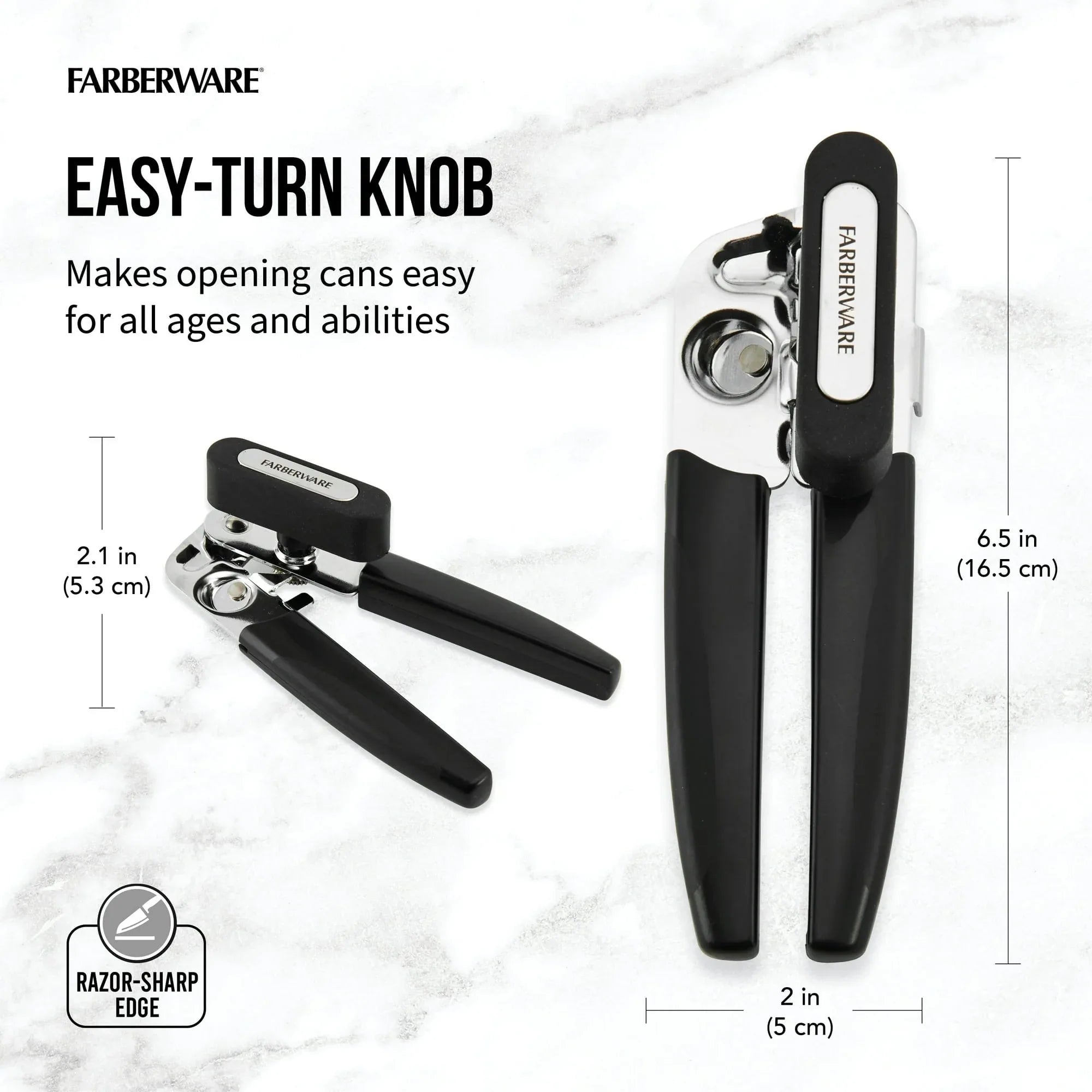 Farberware Pro Stainless Steel Portable Can Opener with Black Handle - USA MEGA SHOP