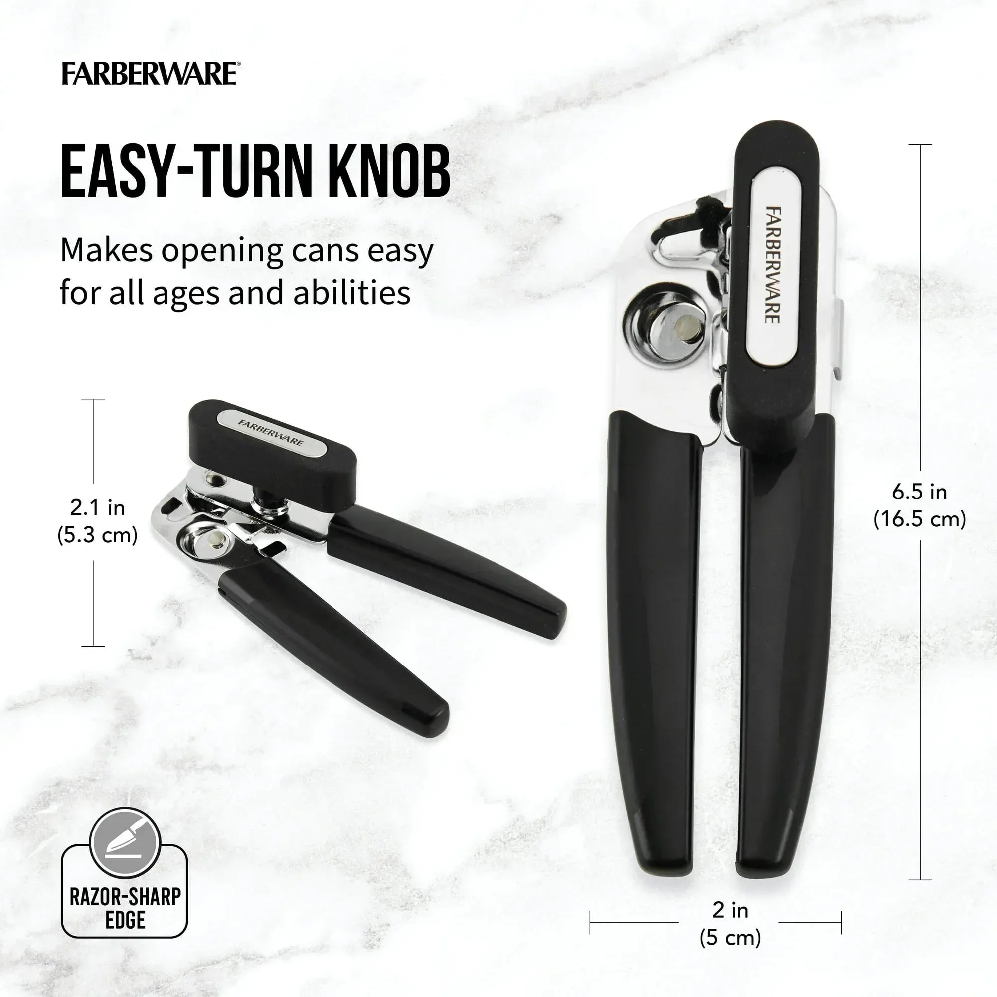 Farberware Pro Stainless Steel Portable Can Opener with Black Handle