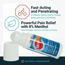 Stopain extra strength roll-on pain reliever bottle with applicator cap
