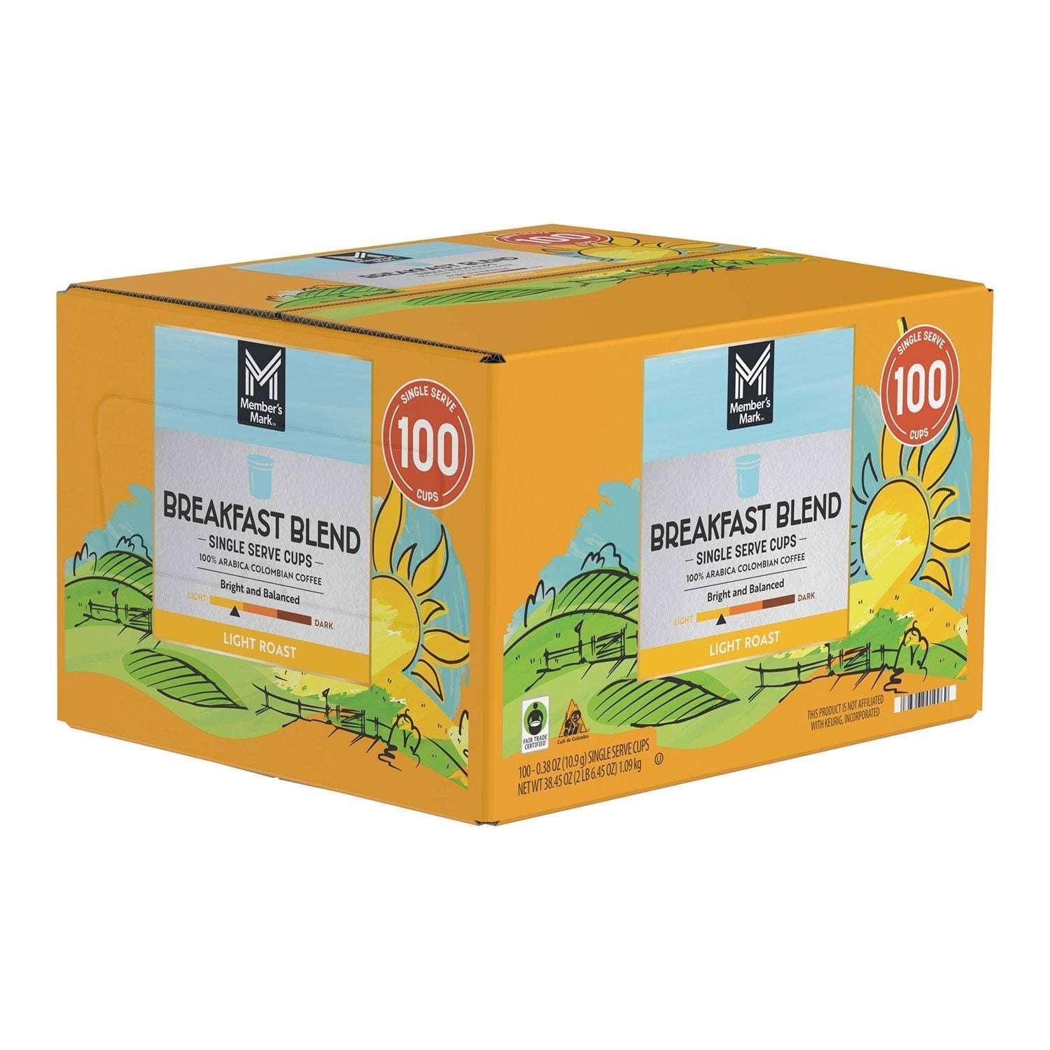 Member's Mark Breakfast Blend Light Roast Coffee Pods, 100 ct.