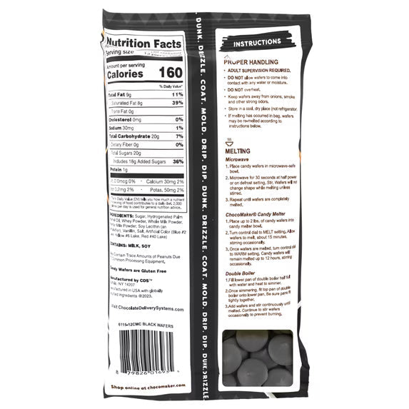 ChocoMaker Black Vanilla Flavored Candy Wafers, 12oz