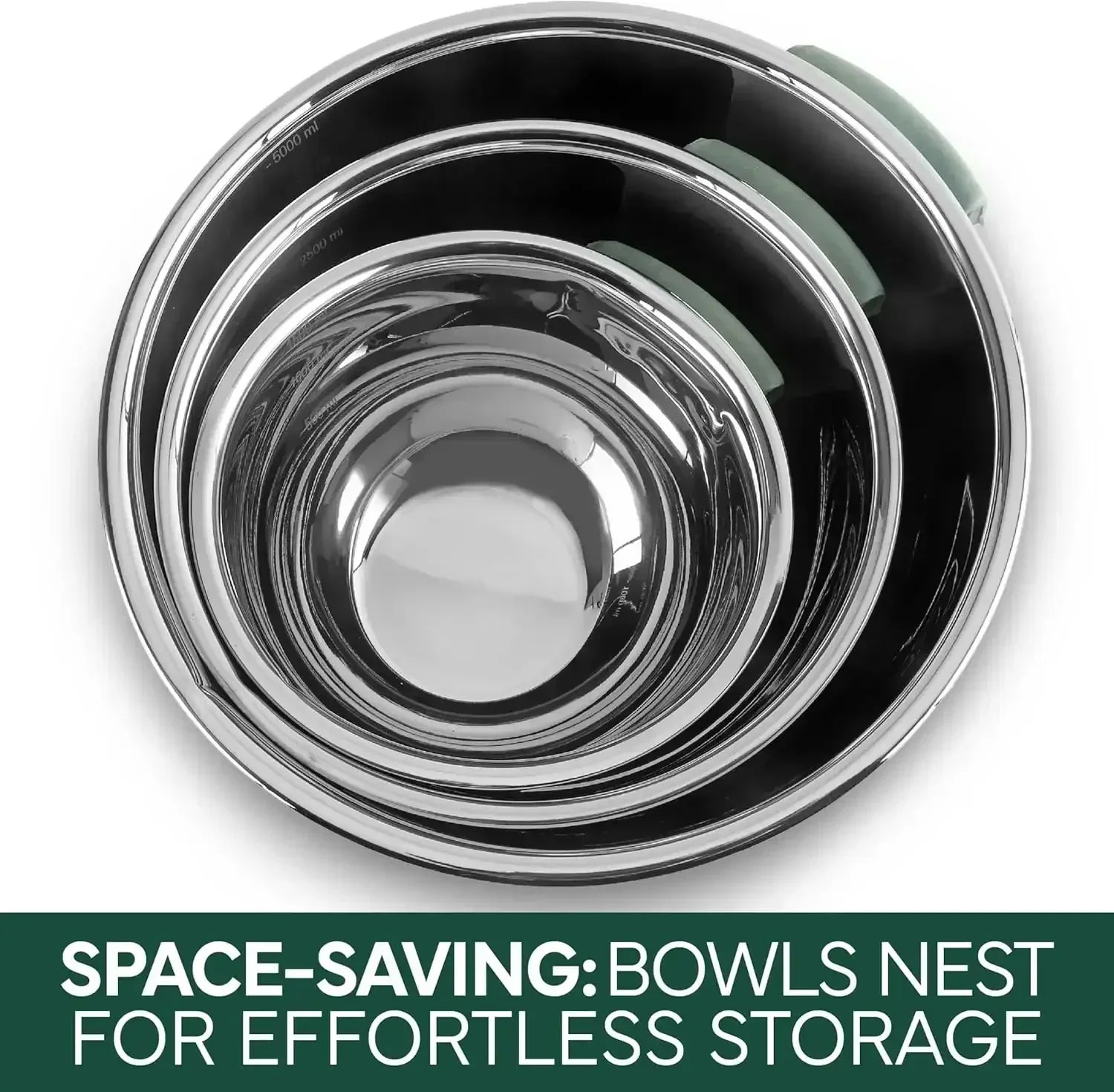 COOK WITH COLOR Stainless Steel Mixing Bowls Set and Measuring Cups- Nesting Bowls with Non-Slip Bottom and Easy-Grip Handles, 11 Pieces