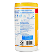 Lemon-scent disinfecting wipes canister back panel with usage directions