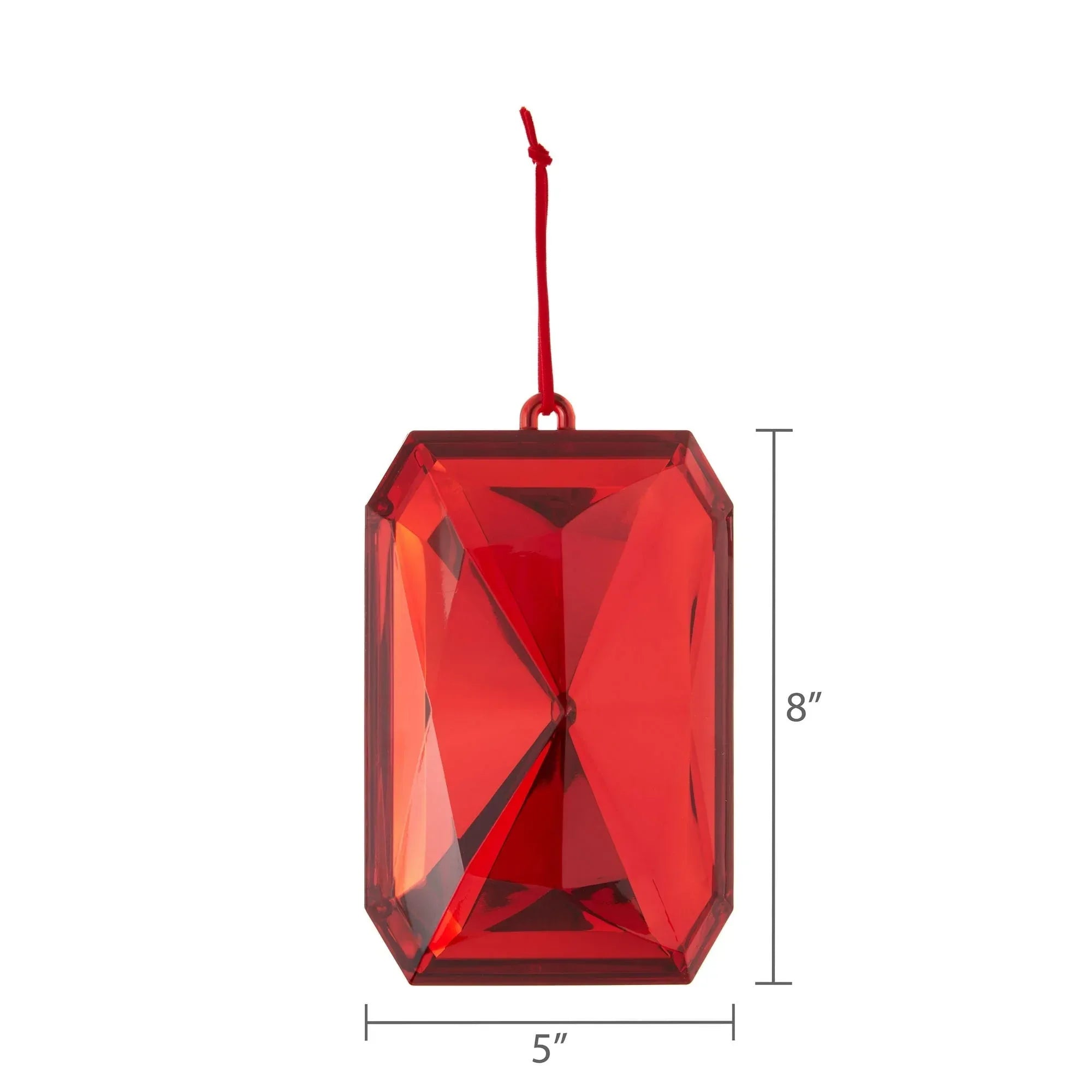 Red Jumbo Gem Christmas Ornament, 8", by Holiday Time - USA MEGA SHOP
