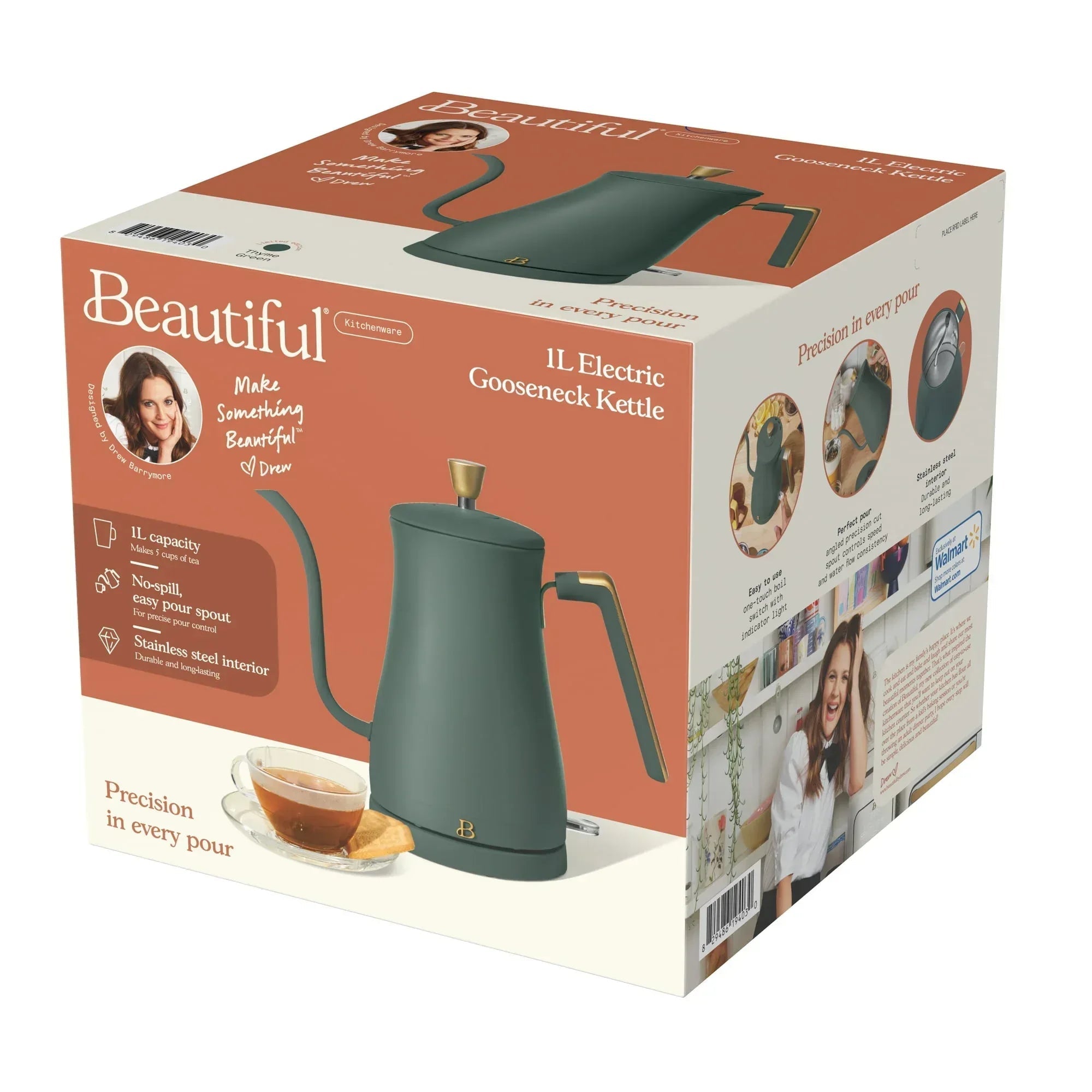 Beautiful 1-Liter Electric Gooseneck Kettle 1200 W, by Drew Barrymore