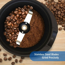 Electric coffee grinder grinding chamber with stainless steel blades