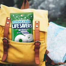 Sugar-free mint hard candy pouch with Wint-O-Green discs in a tote bag