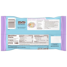 M&M’s pastel blend milk chocolate candy bag back with Nutrition Facts and text