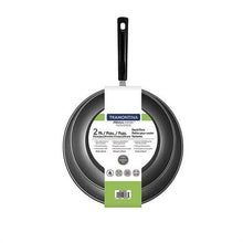 Non-stick saute pan set box with two gray pans and black handles