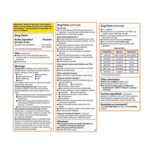 Children’s Motrin ibuprofen oral suspension drug facts panel with warnings and directions