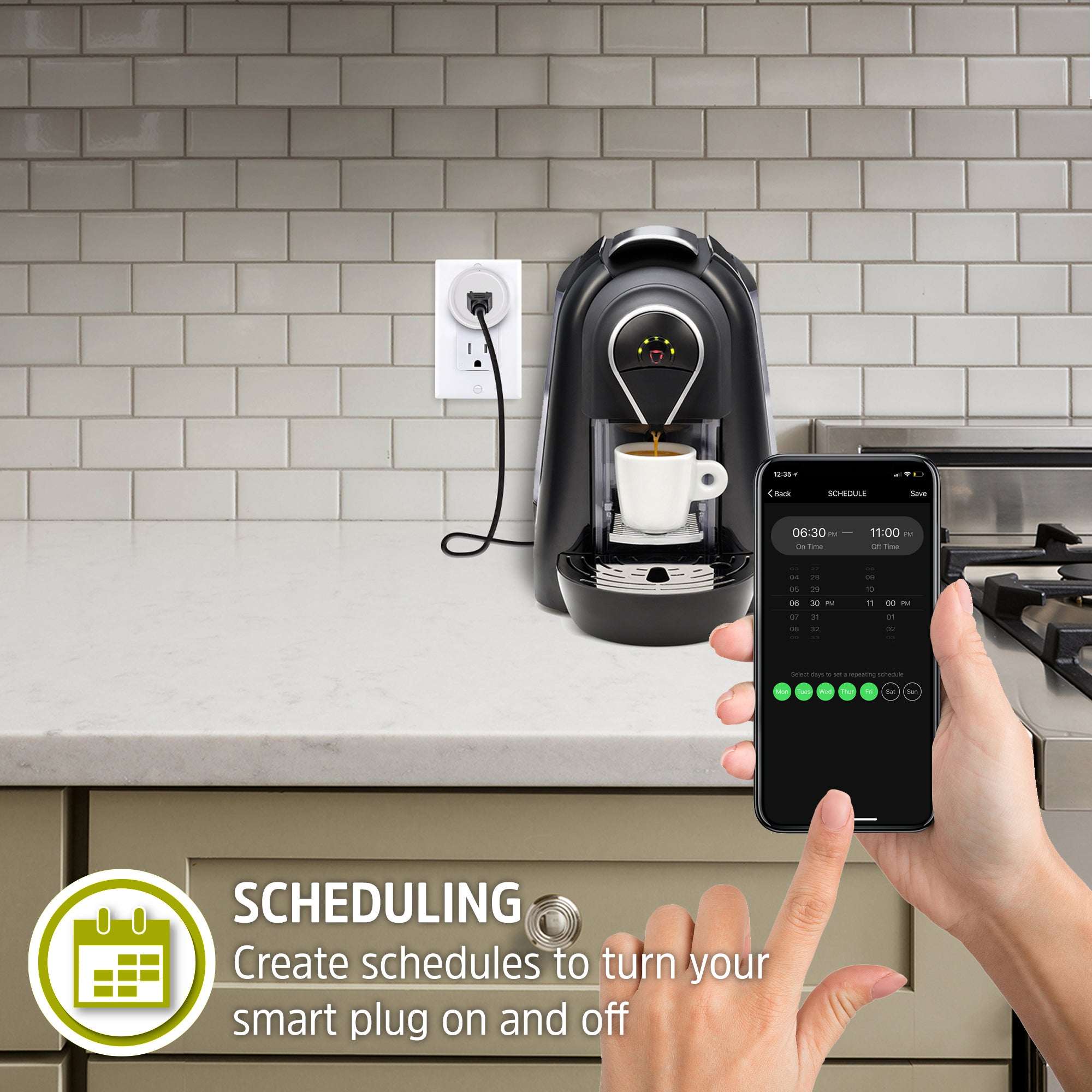 Energizer Smart Wi-Fi 15 Amp Wall Outlet Plug, Voice Control, Remote Access, Mobile App