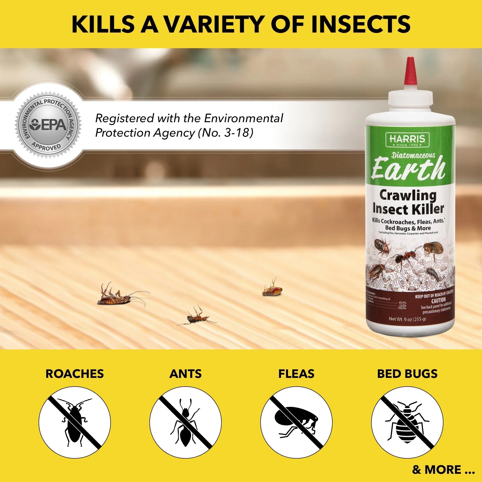 Harris Diatomaceous Earth Crawling Insect Killer Powder, 9oz - USA MEGA SHOP