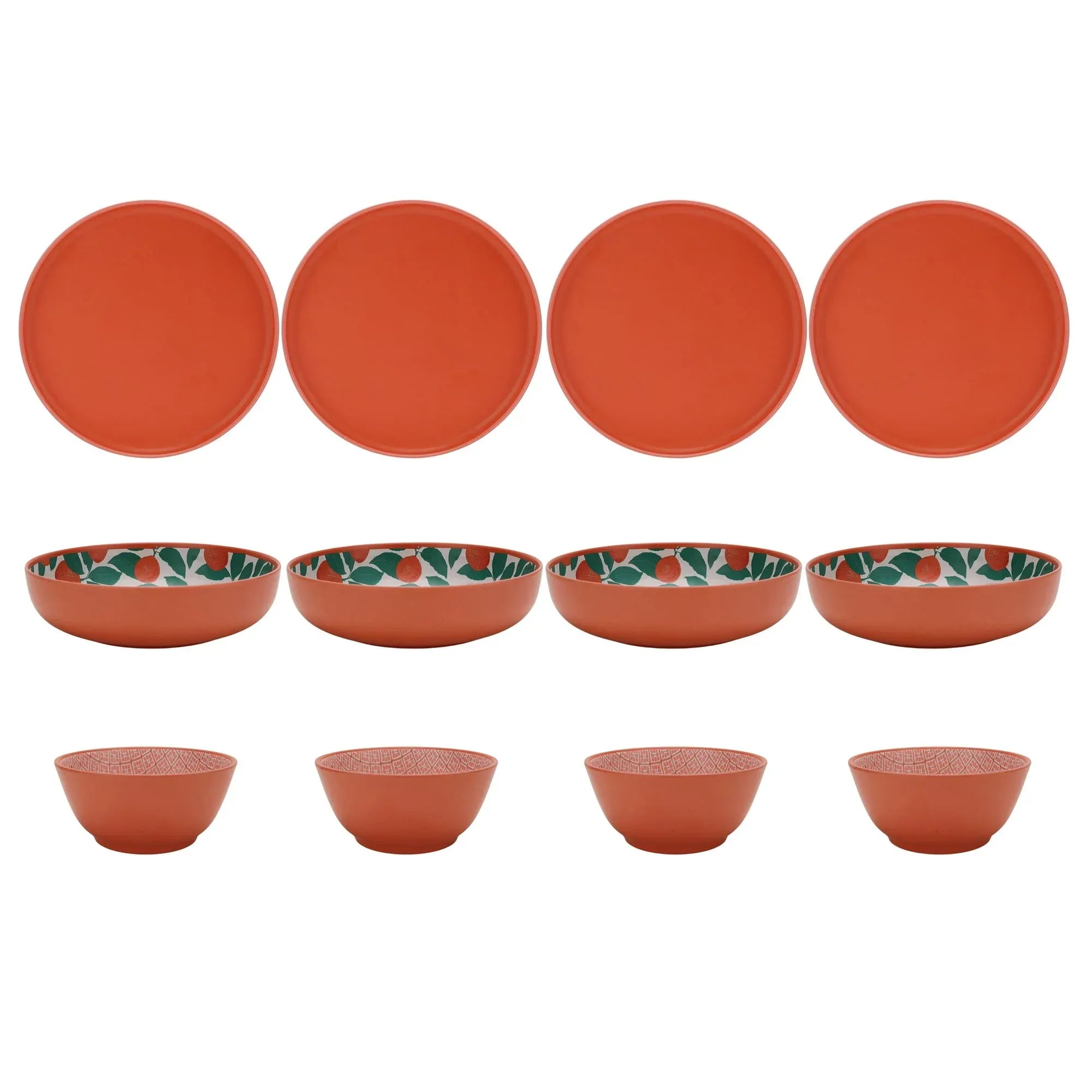 Mainstays by Becky G. & Alejandra Bamboo Melamine 12-Piece Dinnerware Set, Orange