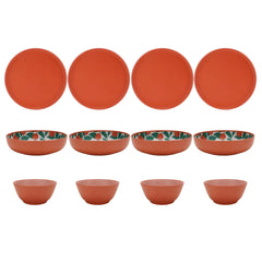 Mainstays by Becky G. & Alejandra Bamboo Melamine 12-Piece Dinnerware Set, Orange