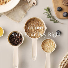 Silicone measuring spoons and serving spoons with light wood handles