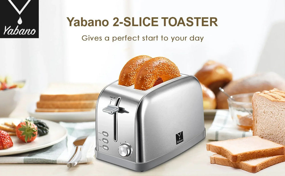 Toaster, Retro Bagel Toaster Toaster with 7 Bread Shade Settings, 2 Extra Wide Slots, Defrost/Bagel/Cancel Function, Removable Crumb Tray, Stainless Steel Toaster by Yabano, Silver - USA MEGA SHOP