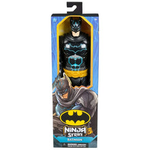Batman action figure in Ninja Strike packaging, masked head, blue symbols, yellow belt