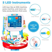 Play doctor kit with LED button screen, oral mirror and thermometer accessories