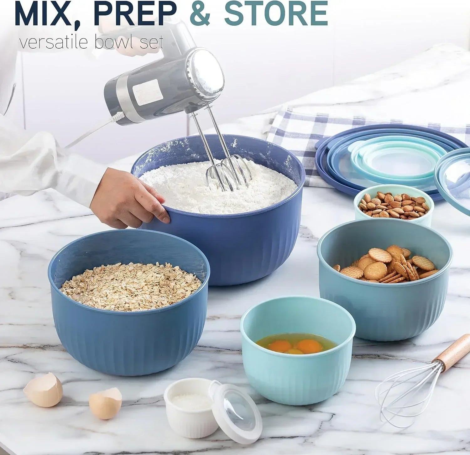 COOK WITH COLOR Meal Prep Containers Wide Mixing Bowls Food Storage Containers with Lids