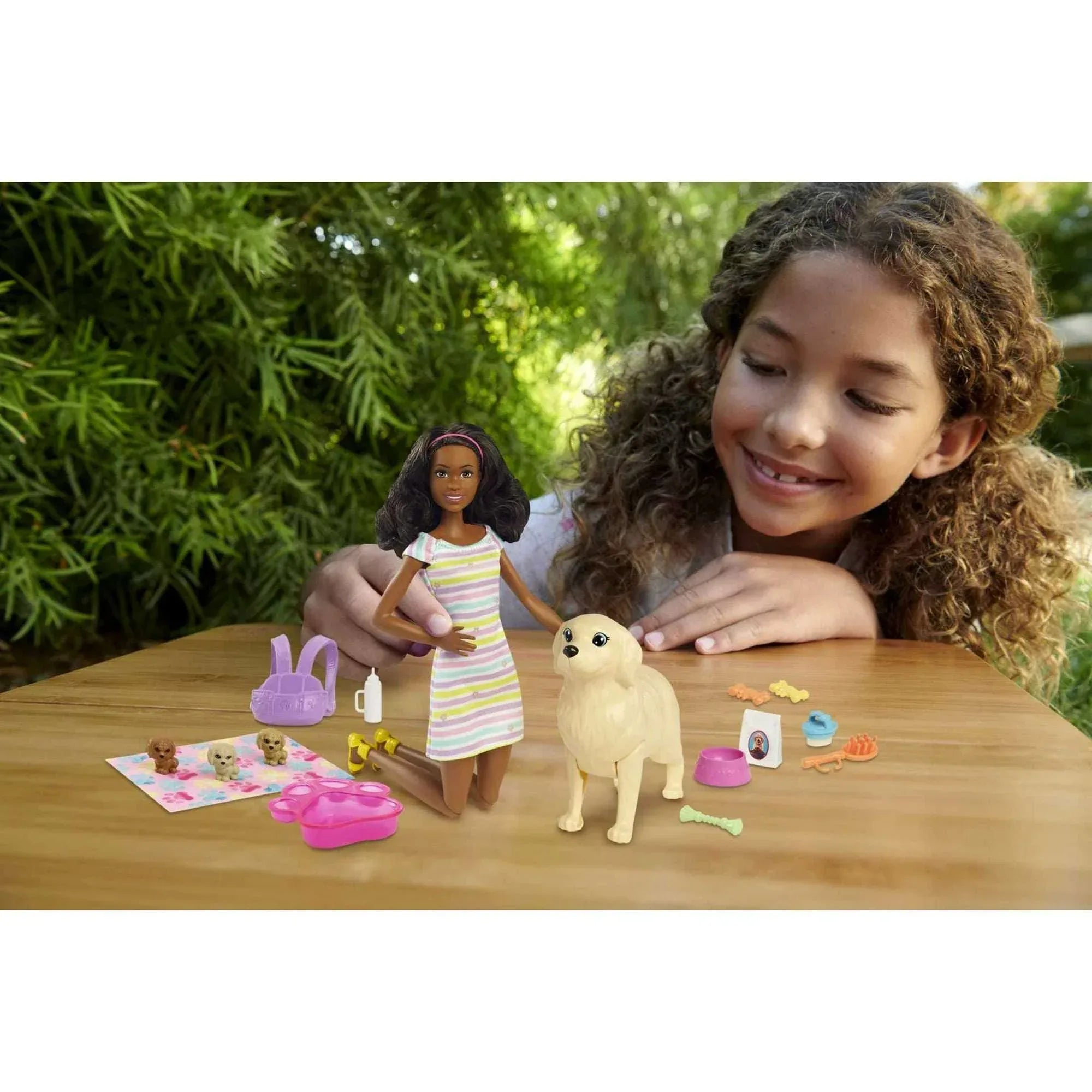 Barbie Pets Doll & Newborn Pups Playset with Mom Dog, 3 Color-Change Puppies & Accessories, Brunette - USA MEGA SHOP